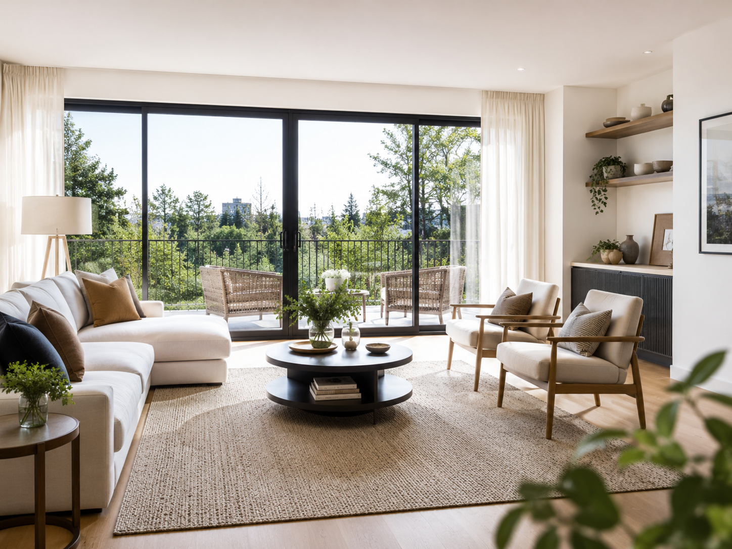 Bright contemporary living room in a modern home